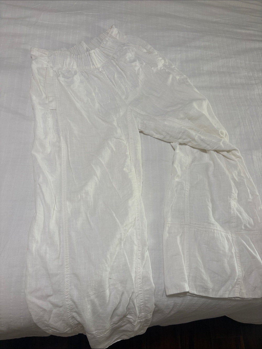 Free people linen blend cream pants